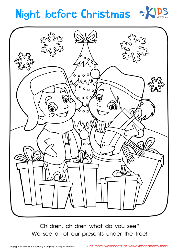 Christmas night before christmas printable printable coloring page for kids