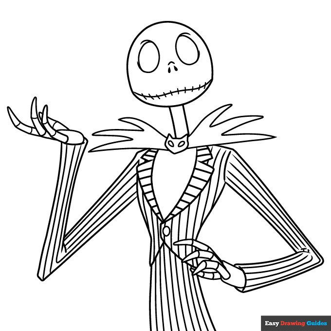 Jack skellington from the night before christmas coloring page easy drawing guides