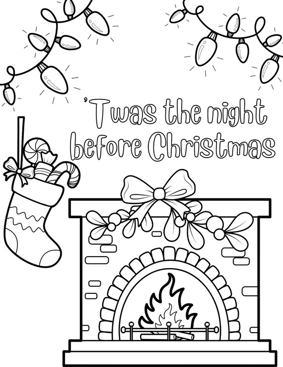 Twas the night before printable coloring page