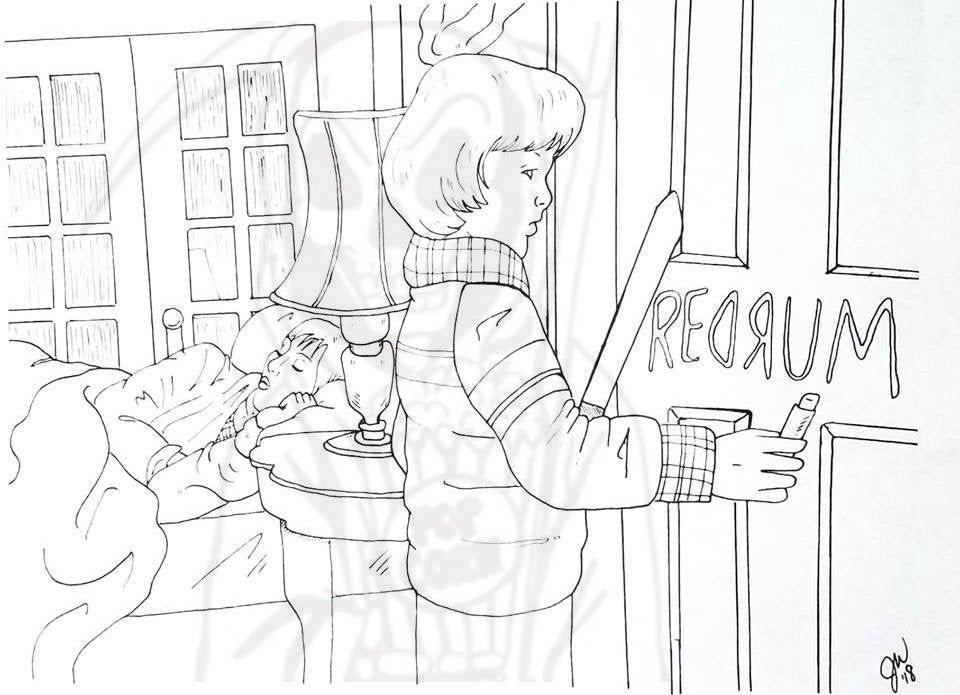 Redrum the shining coloring page horror art instant download