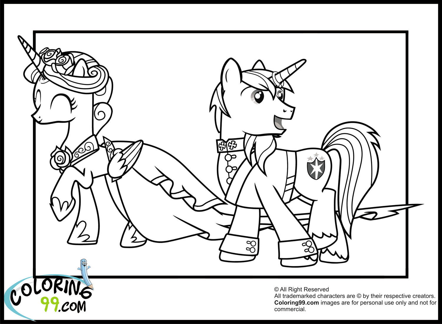 Shining armor coloring pages team colors