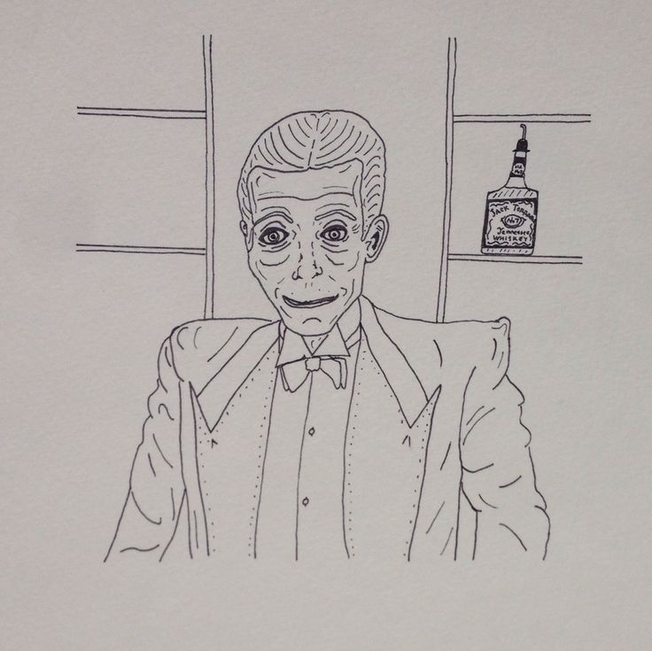 Lloyd the bartender in ink from an uping collection called the shining a coloring book ink coloring books art