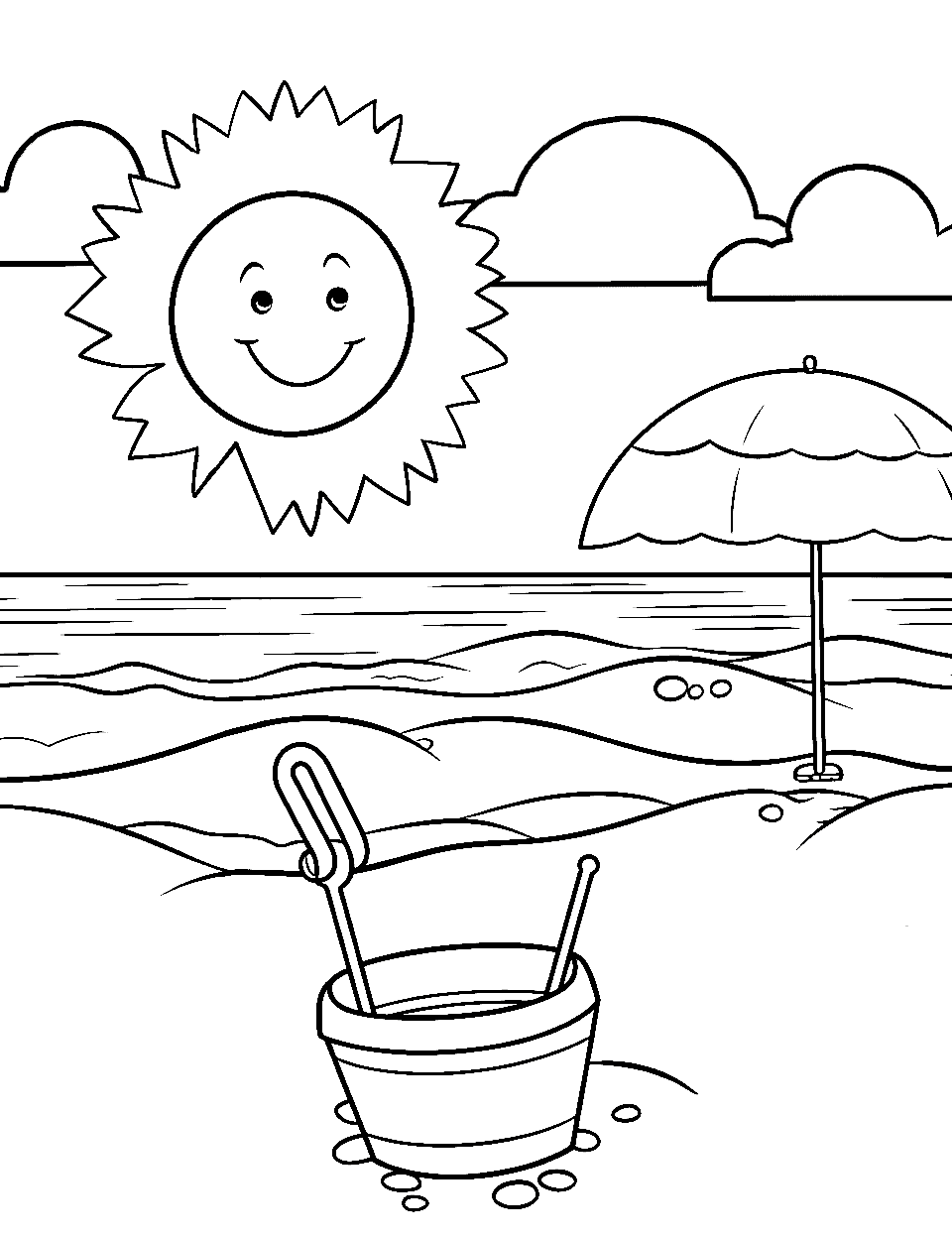 Beach coloring pages free printable sheets