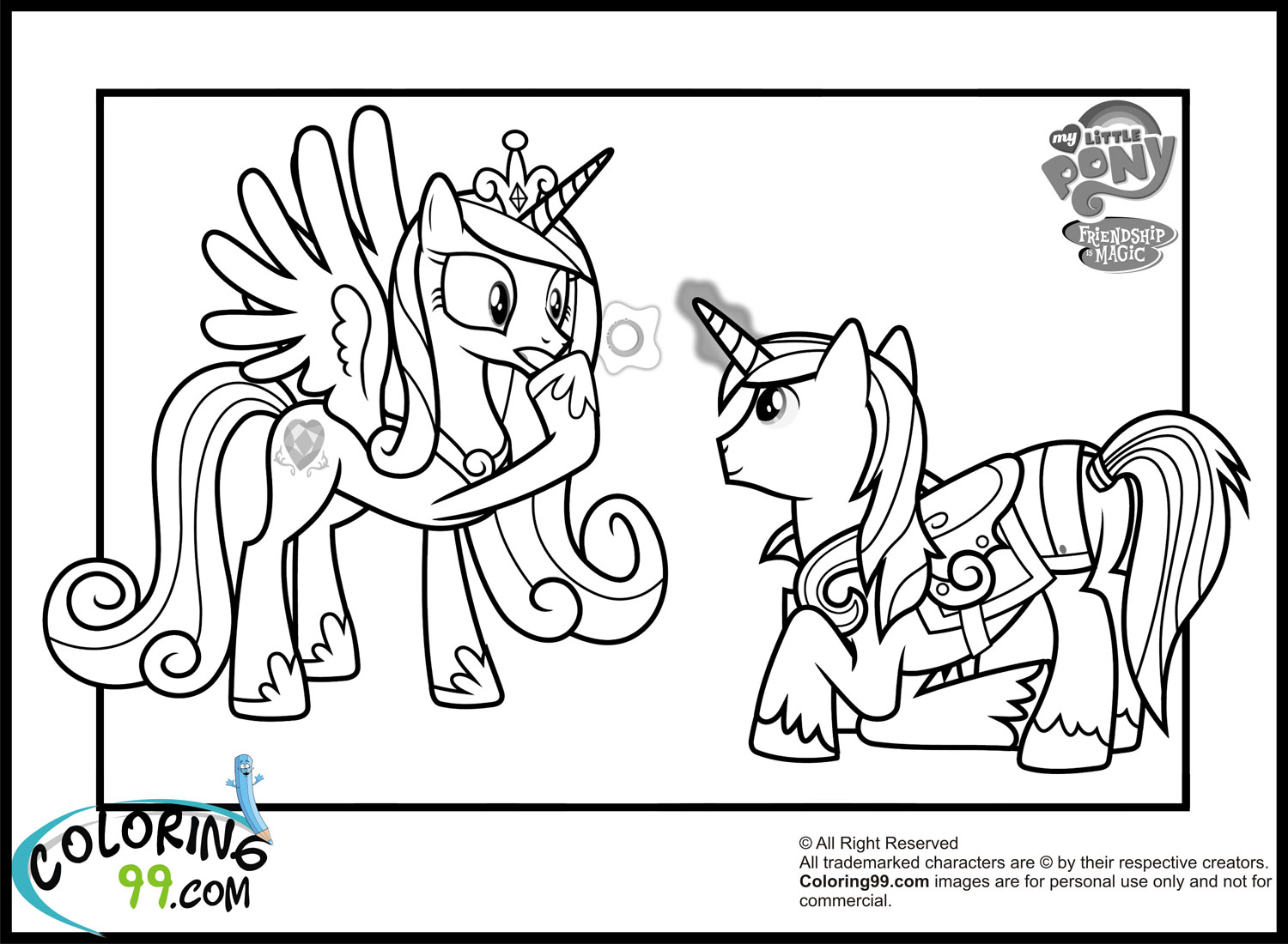 Shining armor coloring pages team colors
