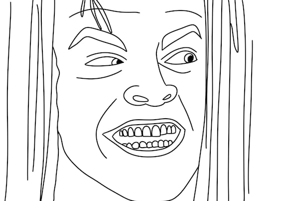 A digital downloadable adult colouring page the shining movie scene heres johnny