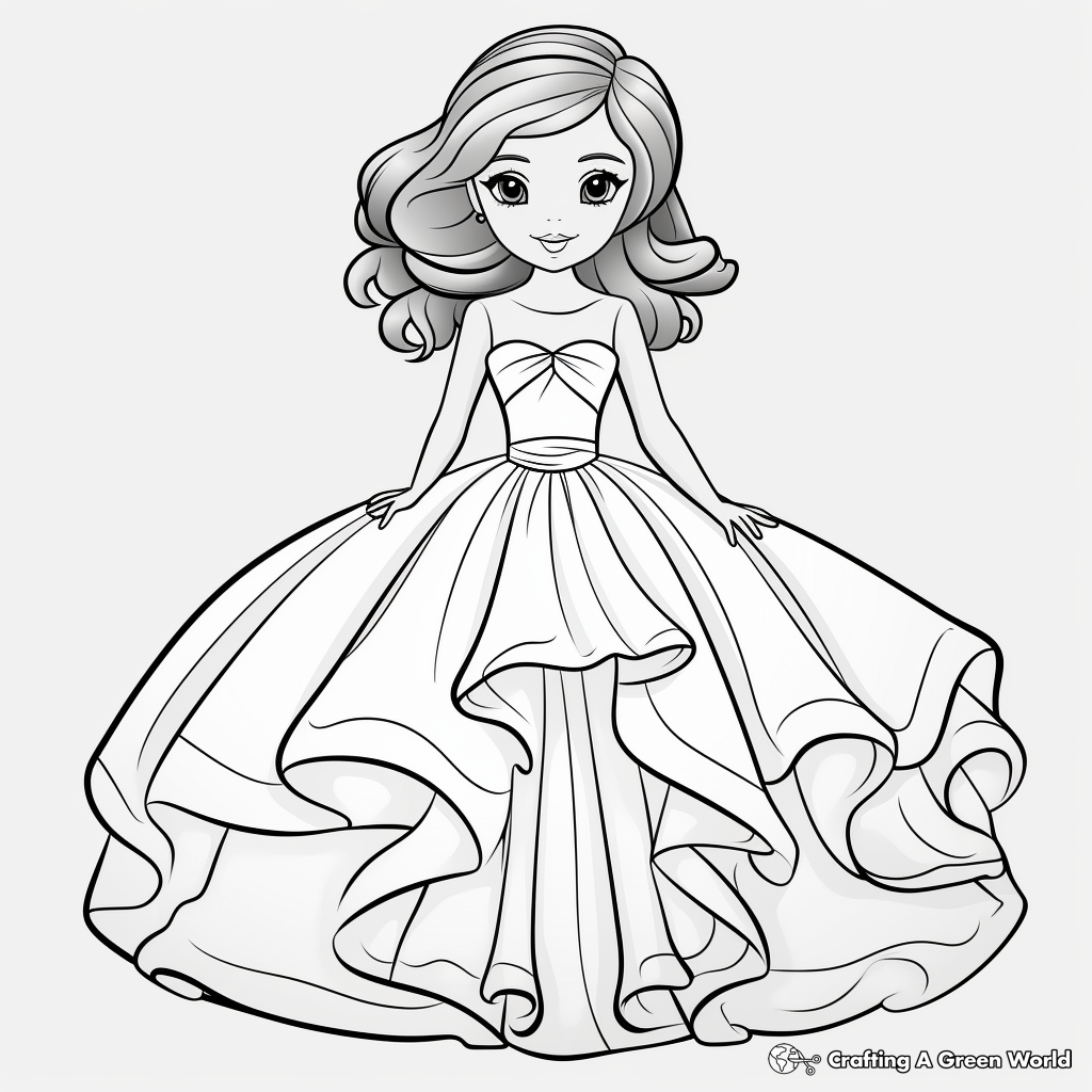 Ball gown dress coloring pages