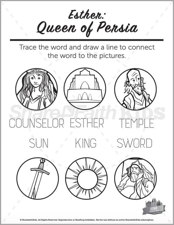 The story of esther preschool letter coloring â