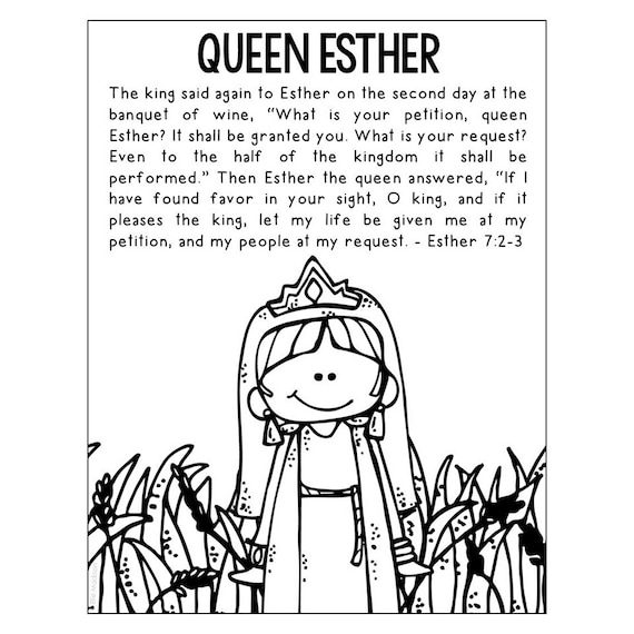 Queen esther bible story coloring page activity sunday school lesson plan bible study unit for kids old testament for kids