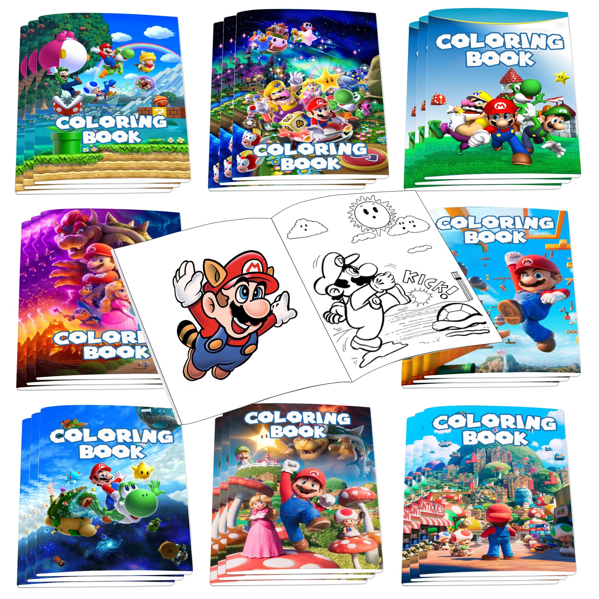Pcs mario coloring books bulk for kids mini diy drawing book set for mario party favors birthday gifts party favors class activity supplies decorations toys games