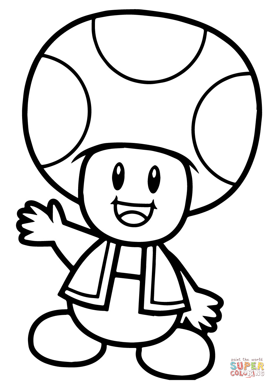 Super mario bros toad coloring page free printable coloring pages