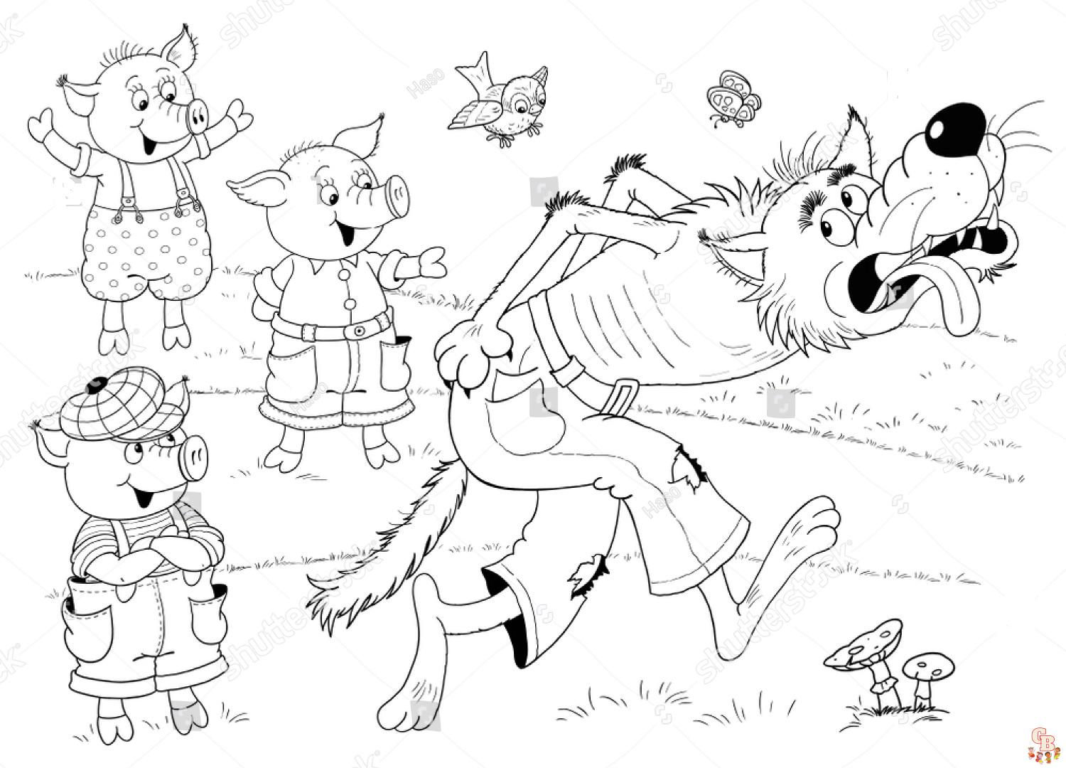 Get creative with three little pigs coloring pages