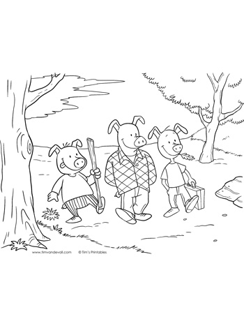 Three little pigs coloring page â tims printables