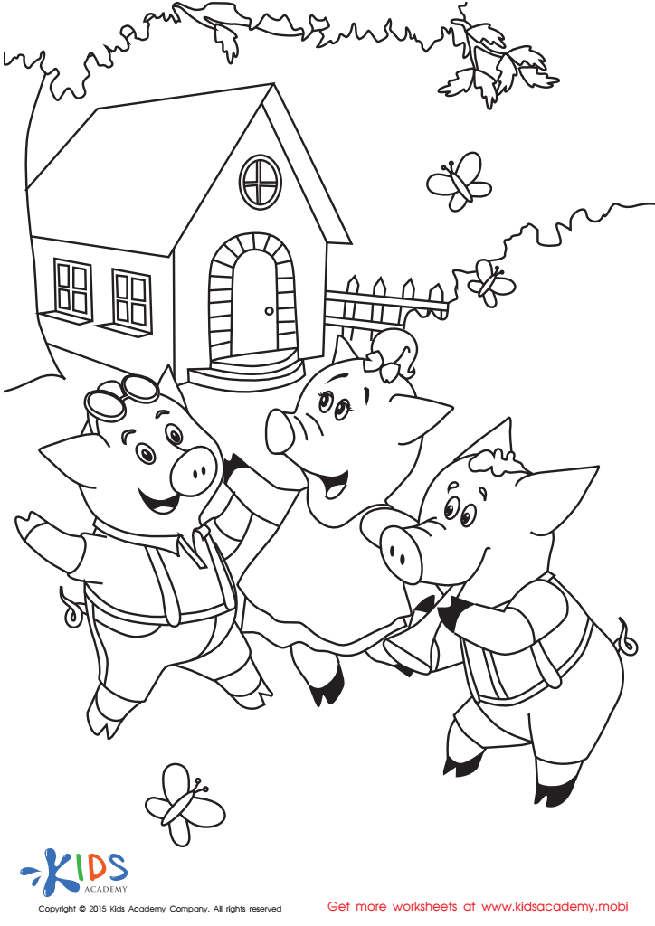 Folktales printable pdf worksheet the little pigs printable coloring page for kids