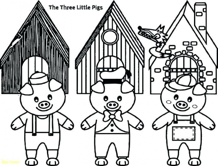Color the three little pigs worksheets