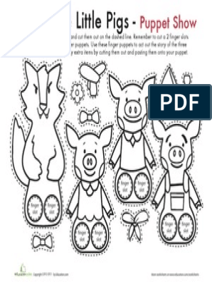 Three little pigs finger puppets worksheet pdf