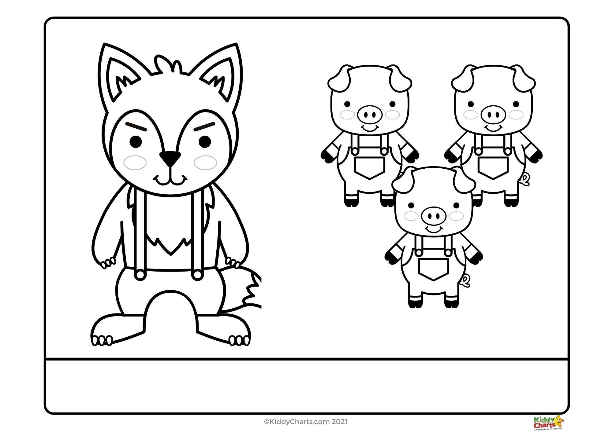 Cute coloring pages three little pigs