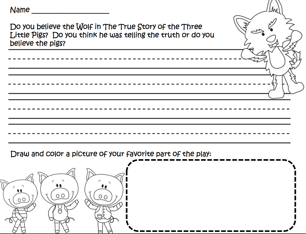 Printable three little pigs worksheets activity shelter