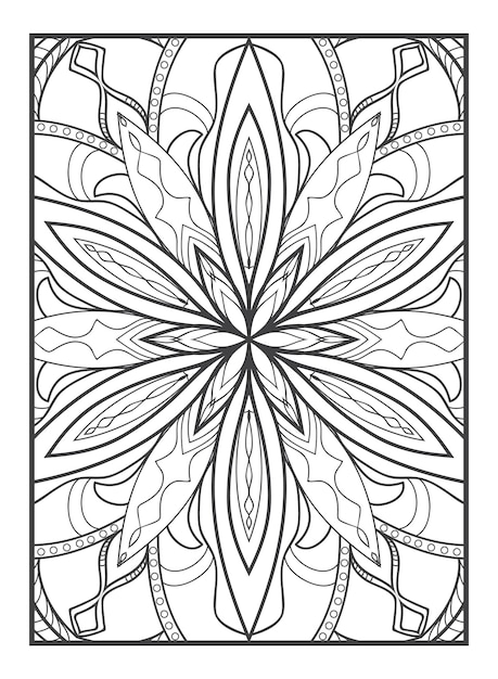 Premium vector flower adult coloring page for therapy coloring book black white outline mandala