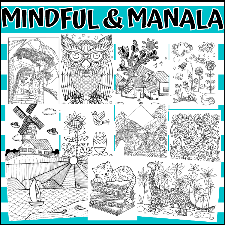 Mindful mandala coloring pages animals summer spring flowers home