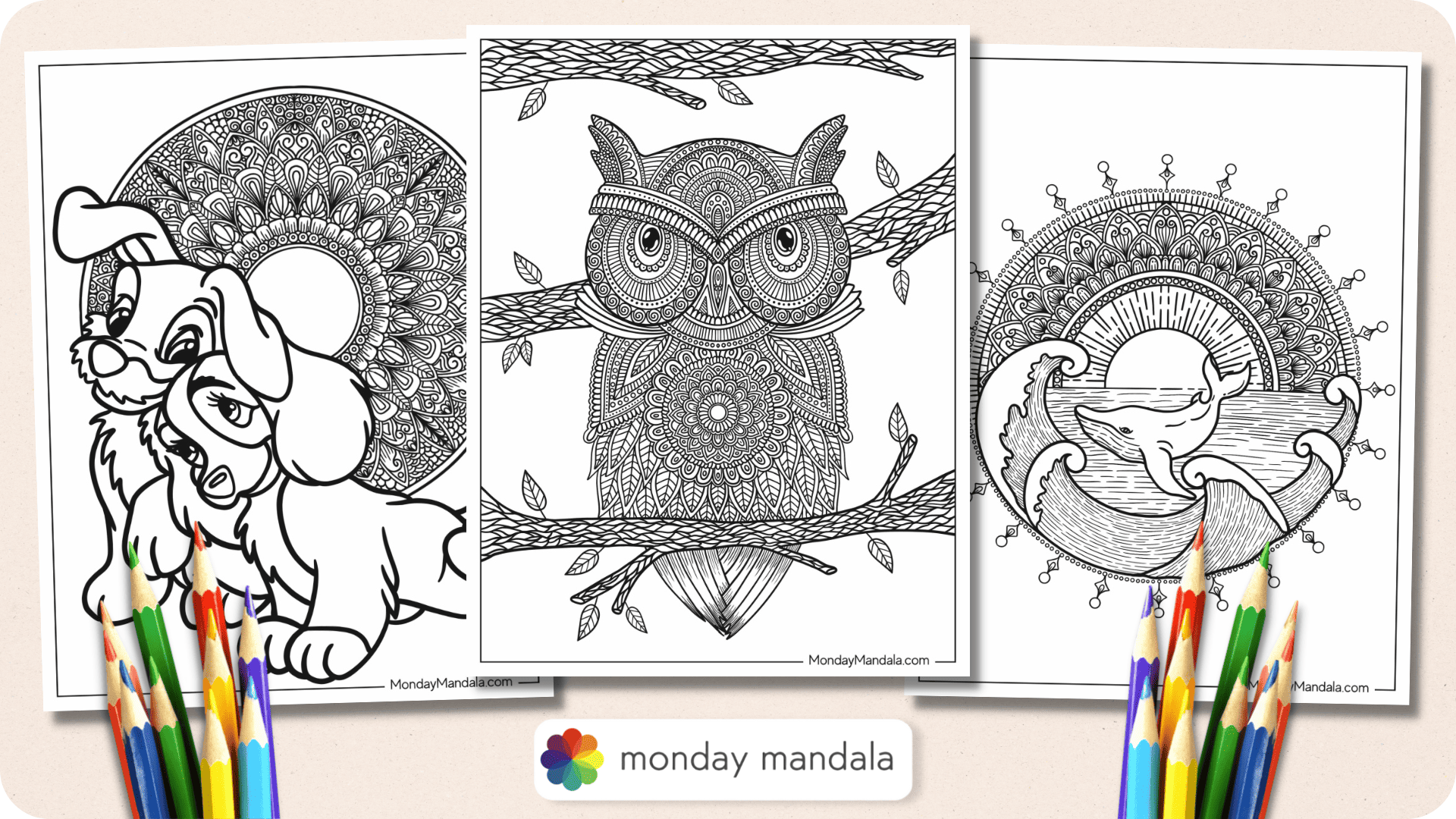 Animal mandala coloring pages free pdf printables