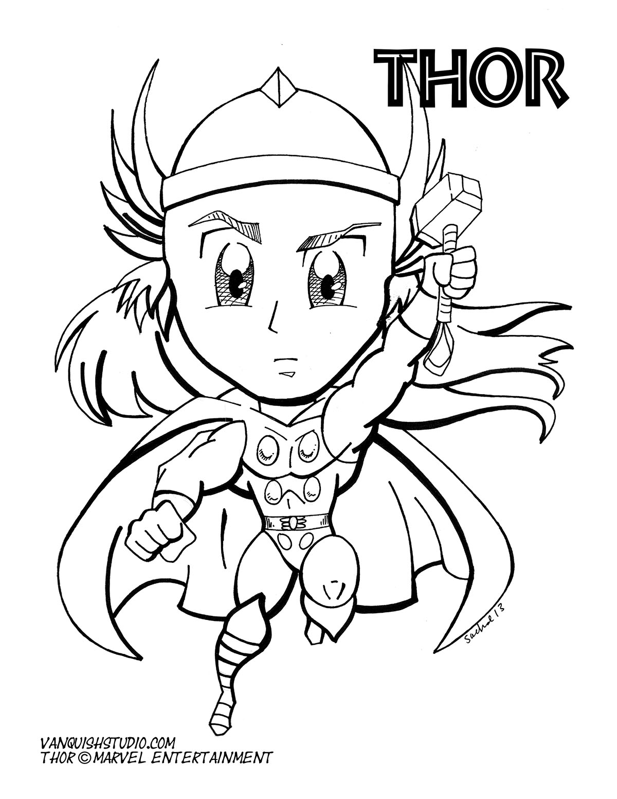 Thor coloring page vanquish studio