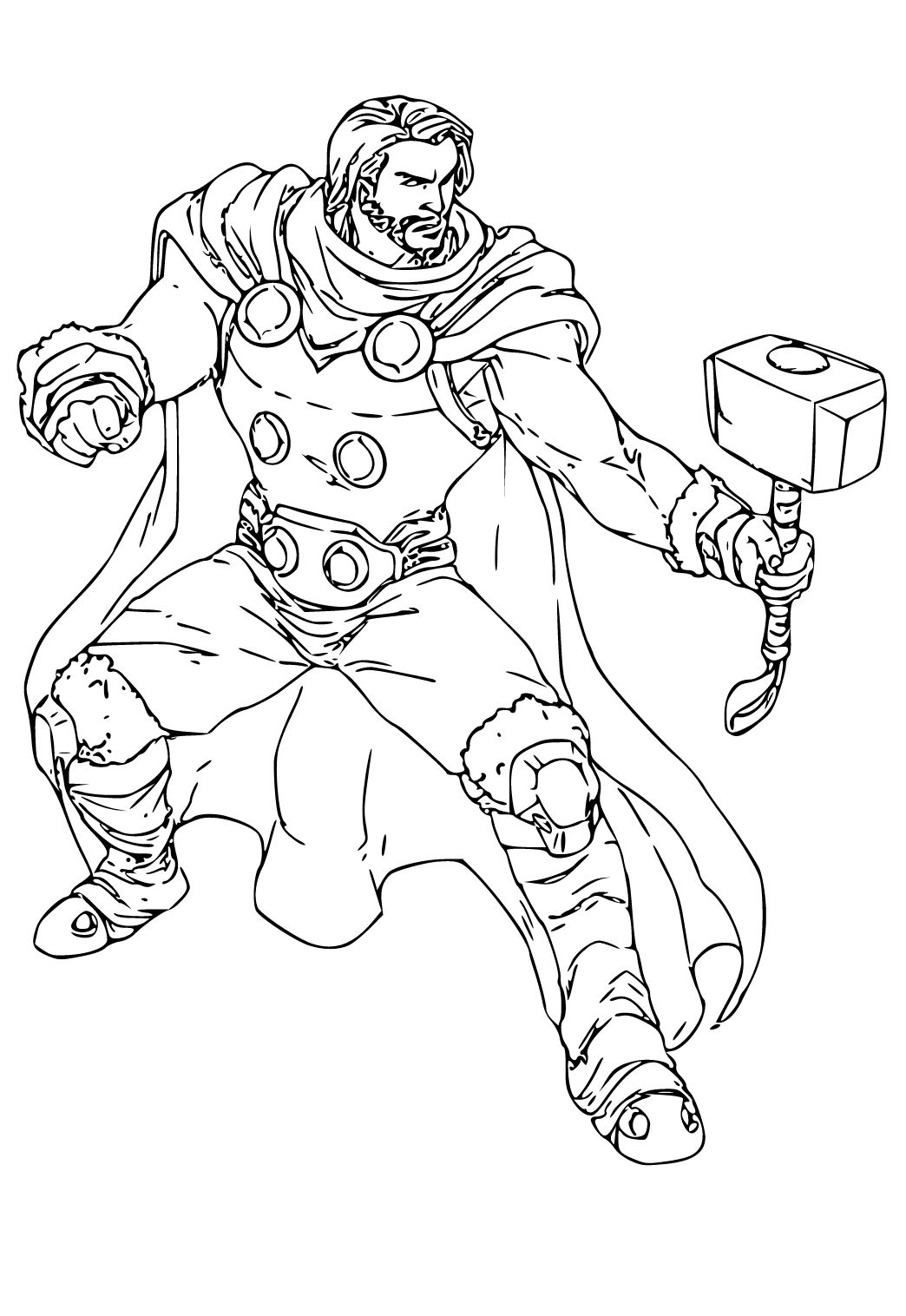 Free printable thor protection coloring page for adults and kids