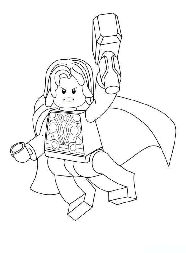 Angry lego thor coloring page