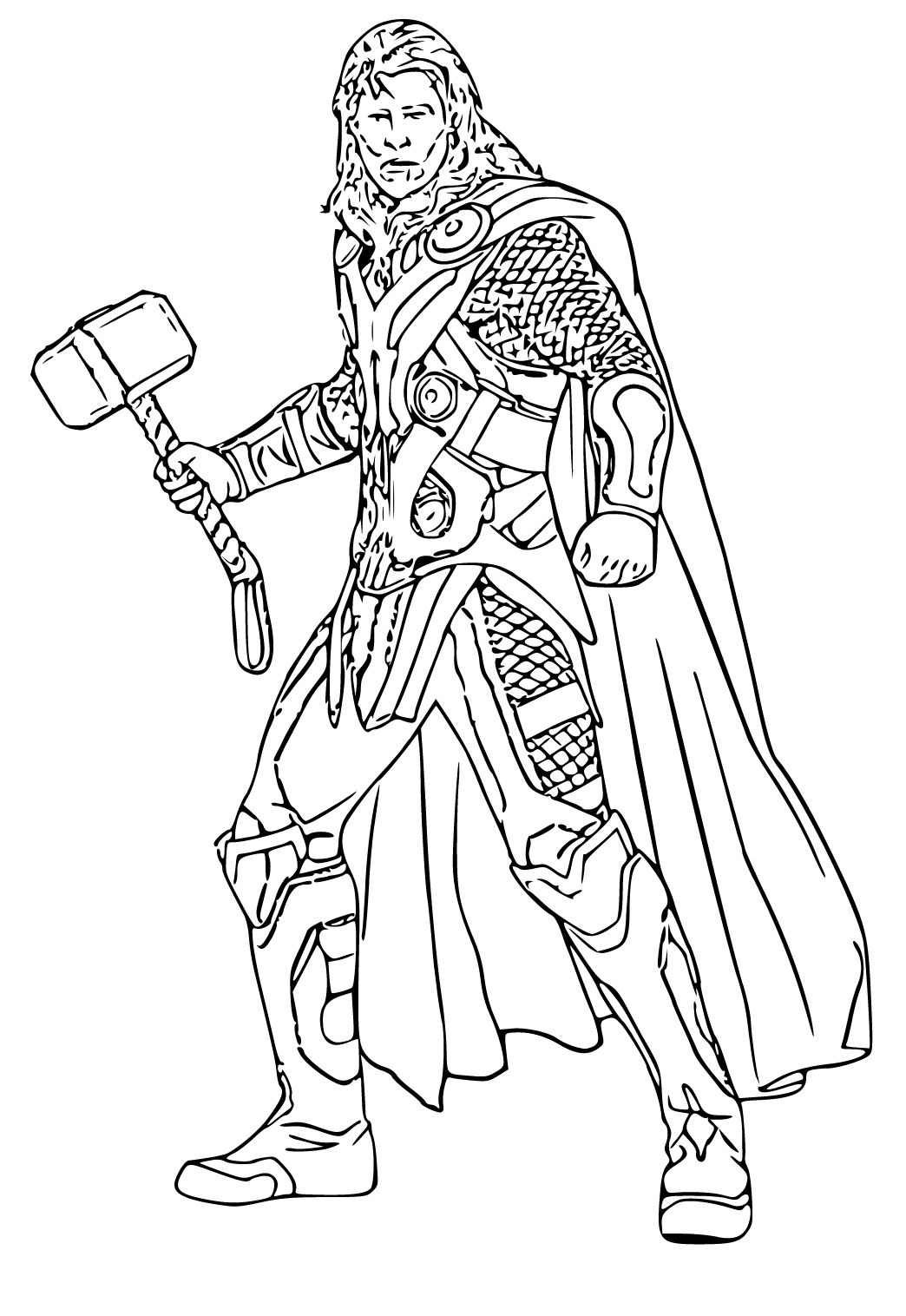 Free printable thor hero coloring page for adults and kids