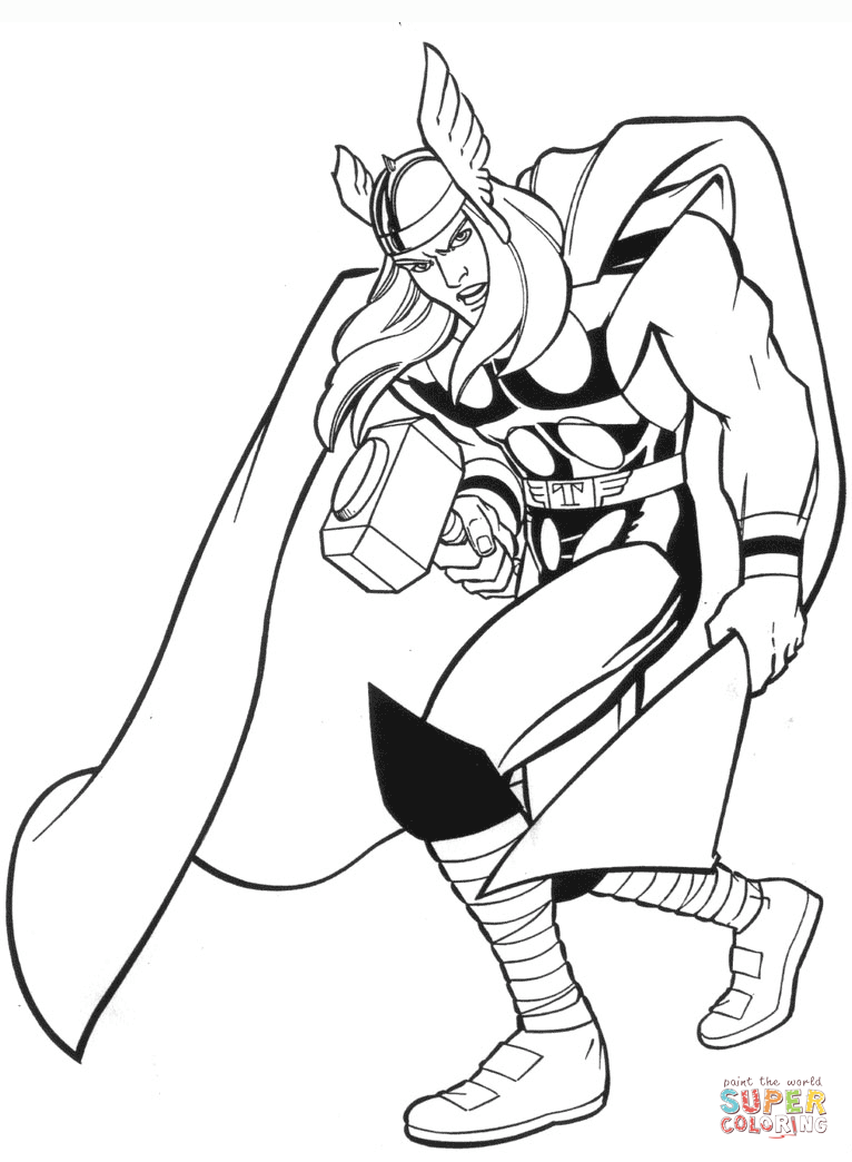 Marvel thor coloring page free printable coloring pages