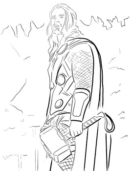 Thor coloring page by superhero training and supply tpt