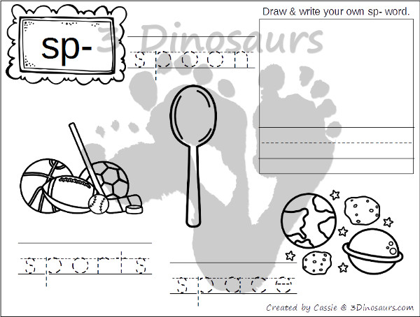 Free blends coloring pages sp st sw tr dinosaurs
