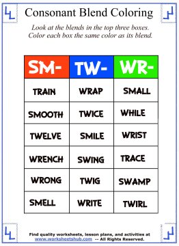 Consonant blend worksheets