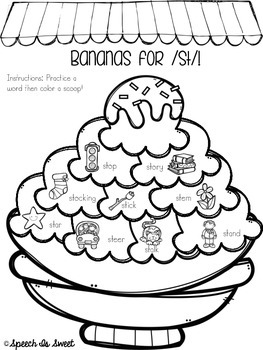 Scoops of blends articulation coloring sheets by speech is sweet