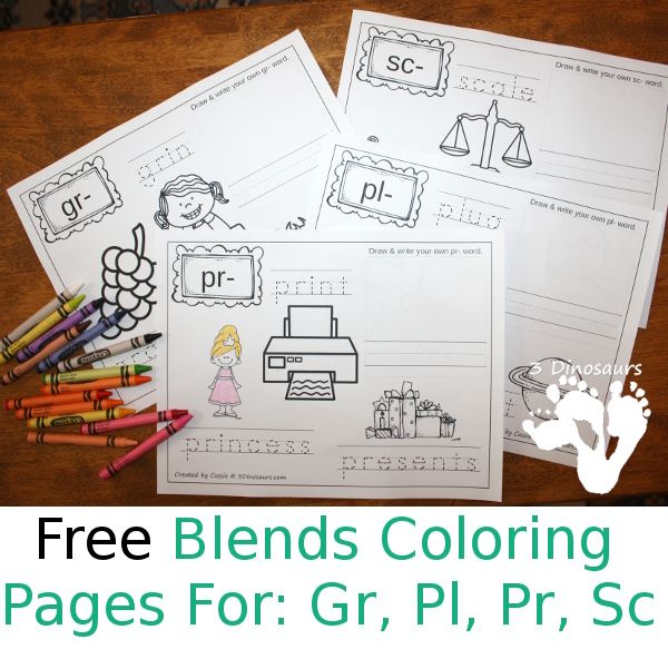 Free blends coloring pages gr pl pr sc coloring pages phonics color