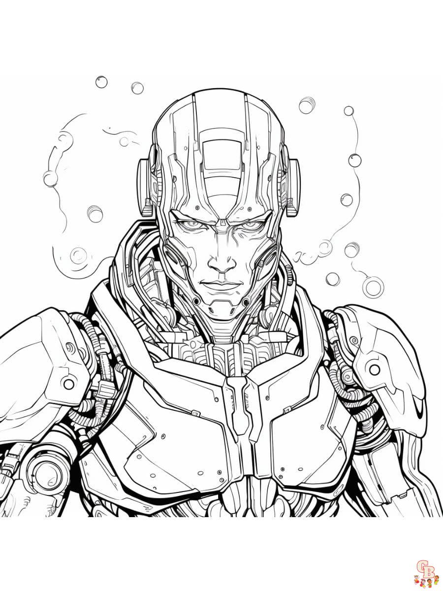 Printable cyborg coloring pages free for kids and adults