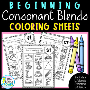 Blends coloring worksheet tpt
