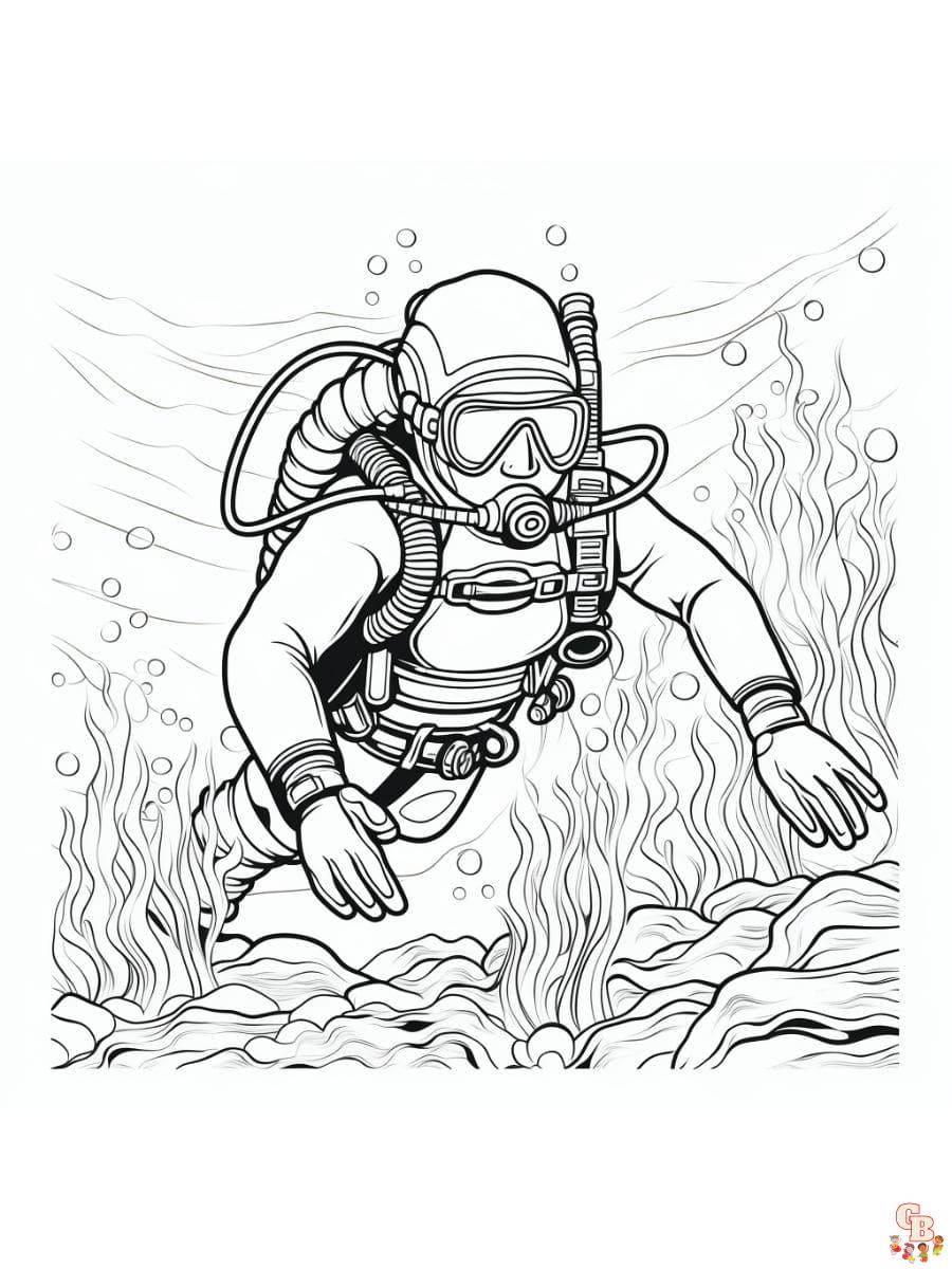Printable scuba diver coloring pages free for kids and adults