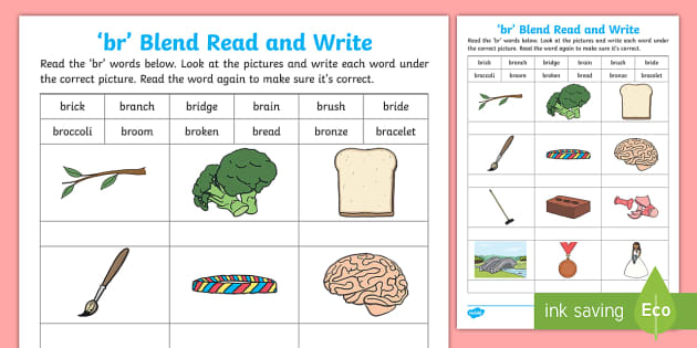 Br blends worksheet phonics primary teaching resources