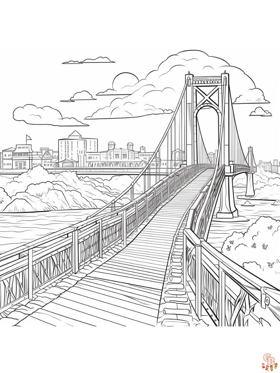 Printable bridge coloring pages free for kids and adults