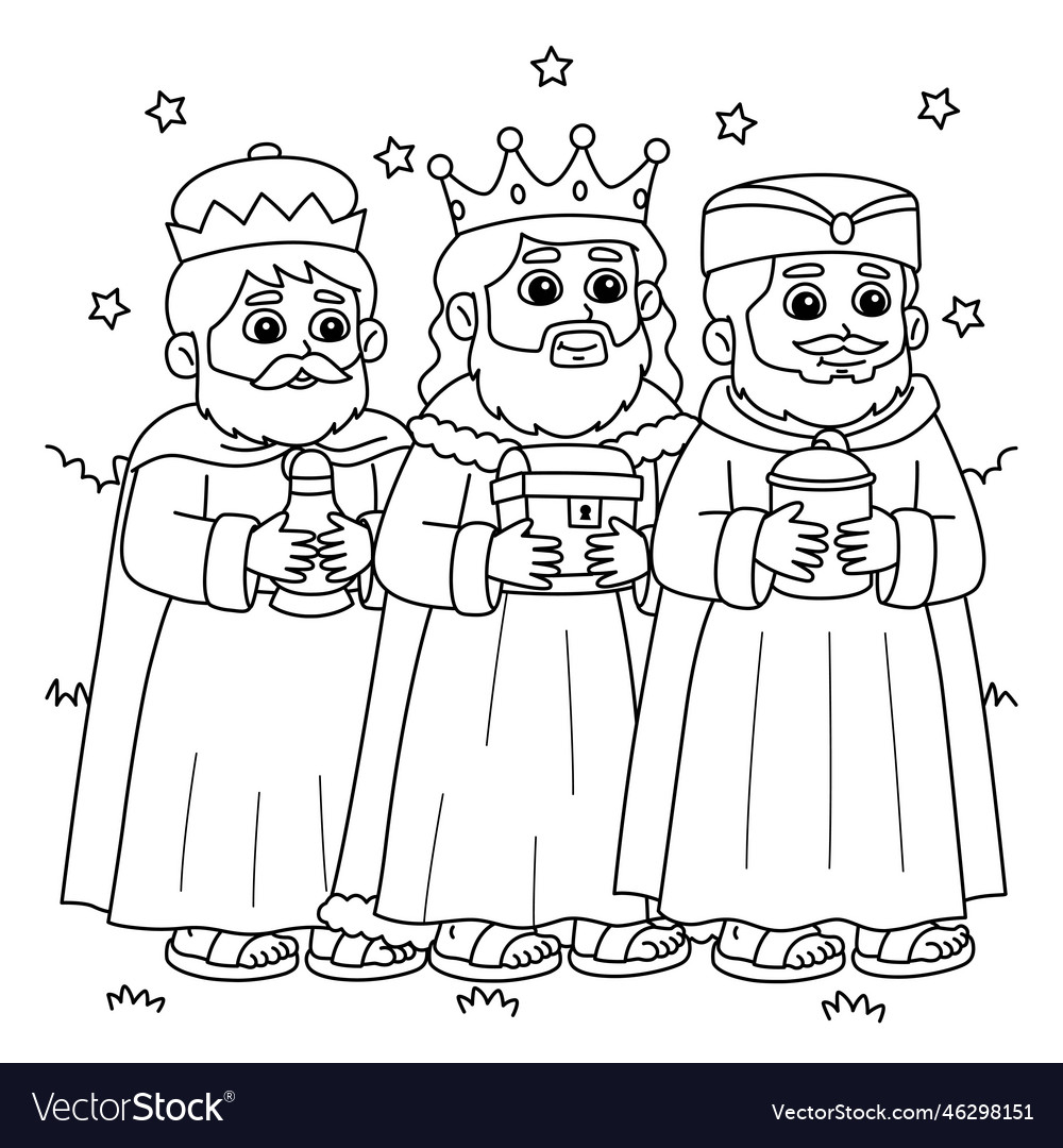 Christian three kings coloring page for kids vector image
