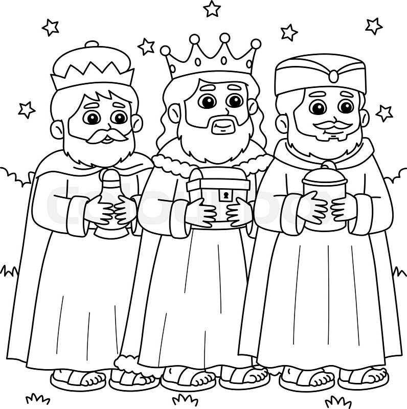 Christian three kings coloring page for kids stock vector