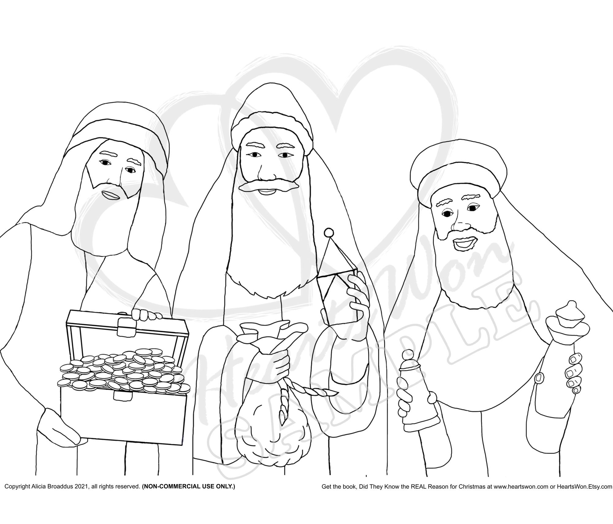 Instant digital download three wise men christmas coloring sheet instant download