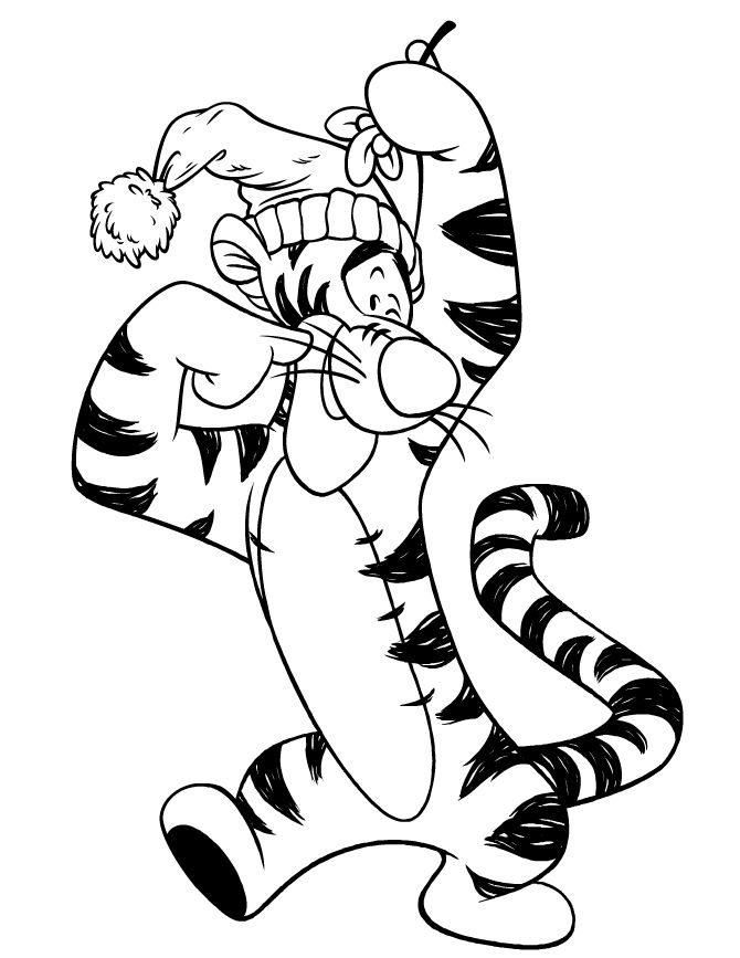 Delightful tigger christmas coloring pages