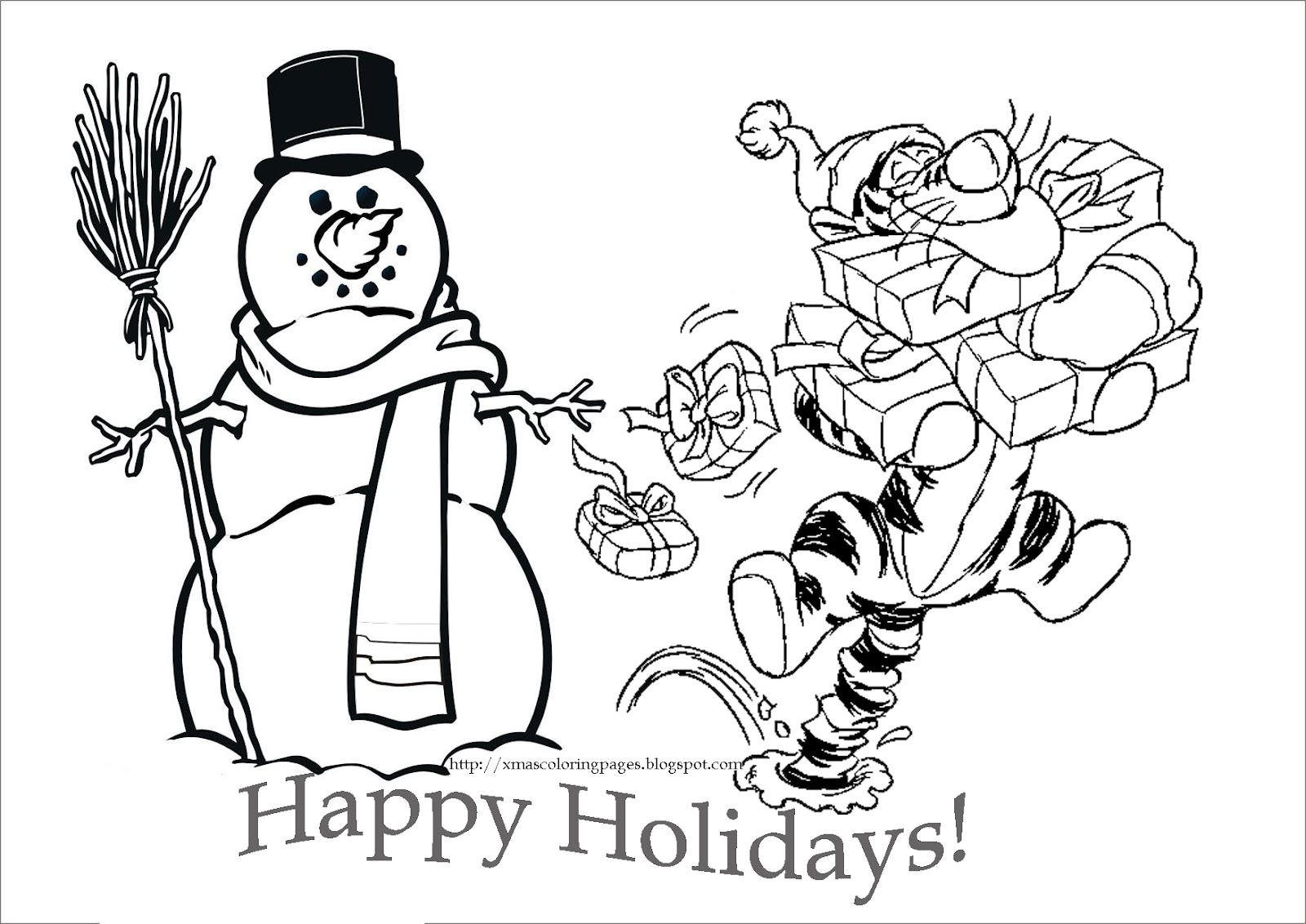 Disney coloring pages tigger disney christmas coloring page