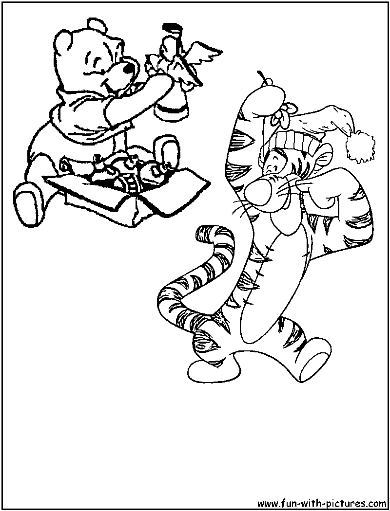 Tigger pooh christmas coloring page