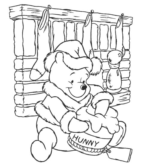 Winnie the pooh christmas coloring pages team colors