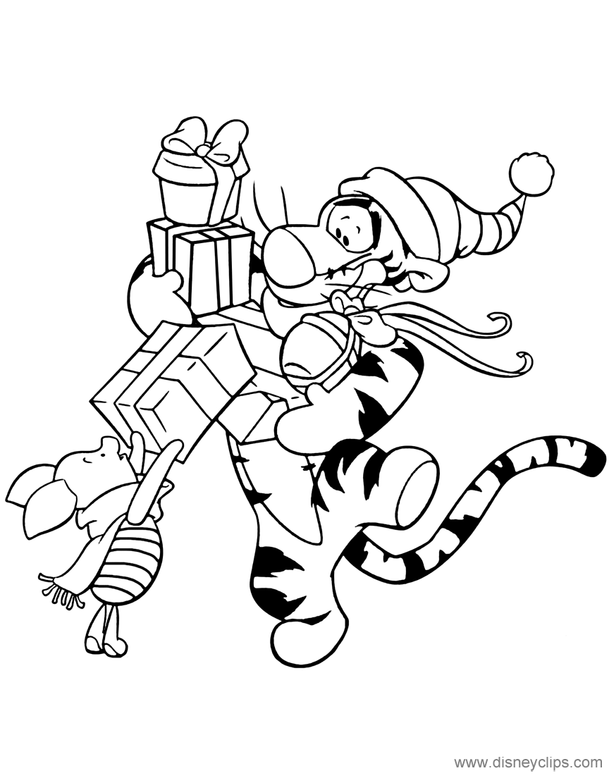 Winnie the pooh friends christmas coloring pages