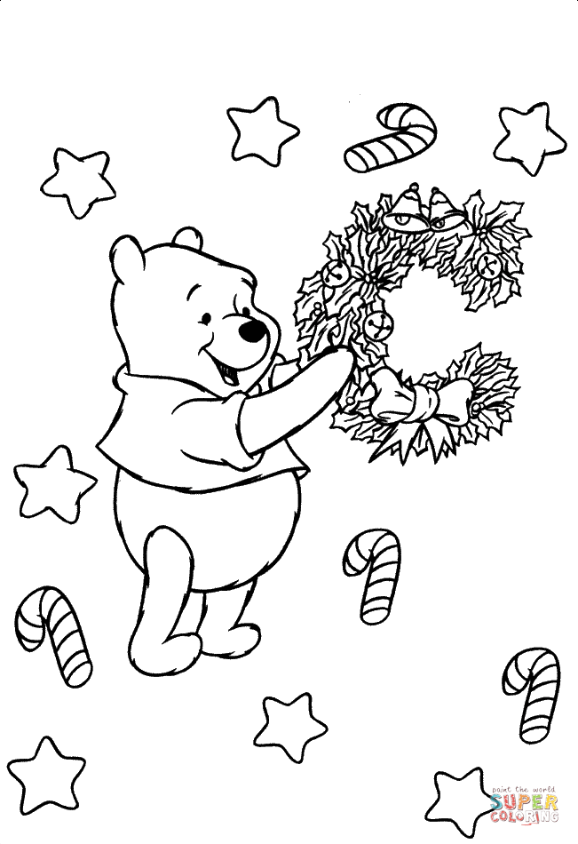 Christmas time for pooh coloring page free printable coloring pages