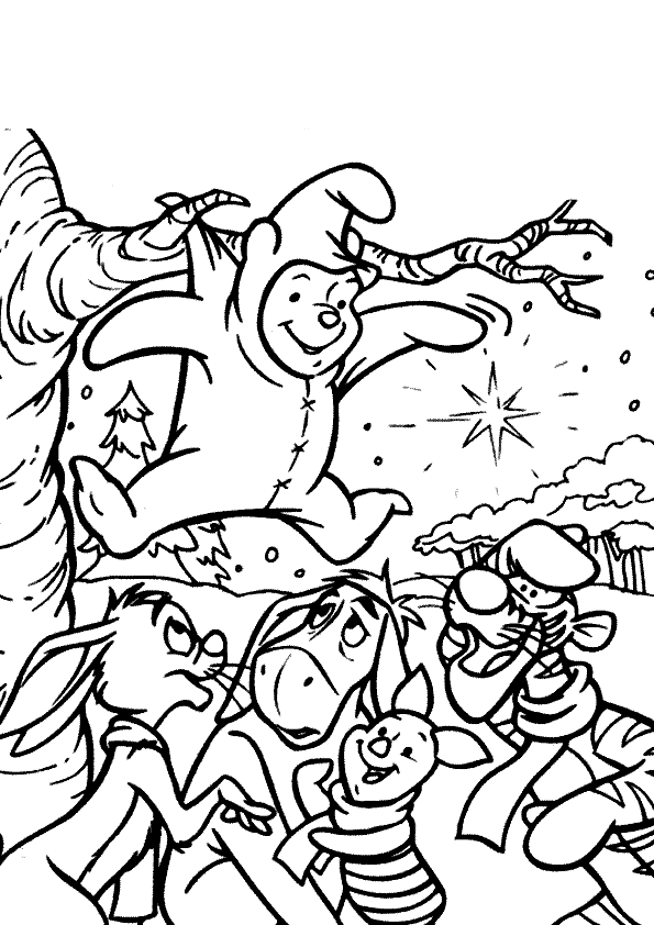 Winnie the pooh christmas coloring pages team colors