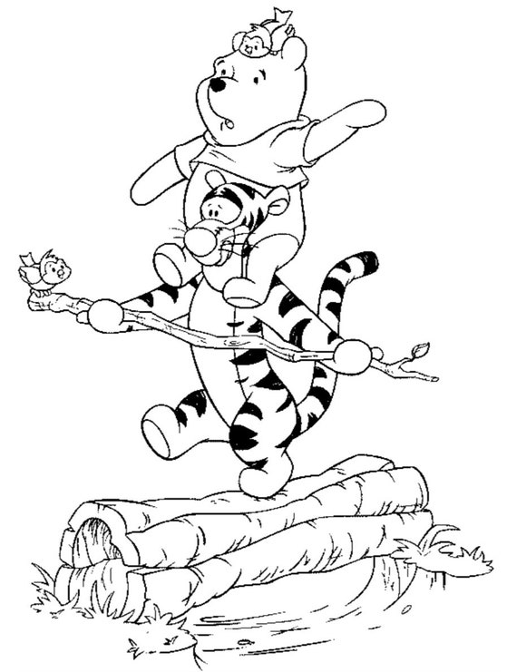 Winnie the pooh friends colouring pages